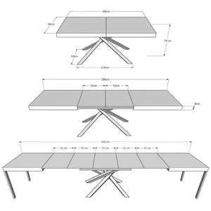 Tavolo allungabile 90x180/440 cm Karida Evolution cemento telaio antracite