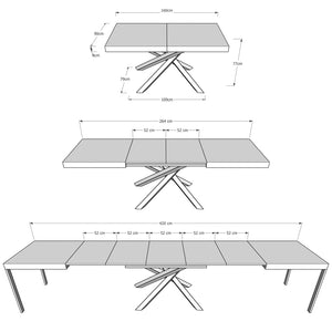 Tavolo allungabile 90x160/420 cm Volantis Quercia Natura telaio Antracite