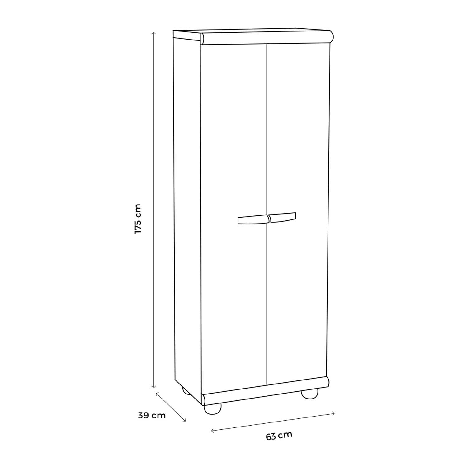 Scik Basic - Mobiletto Modulare In Pvc 2 Ante Con Mensole E Portascope