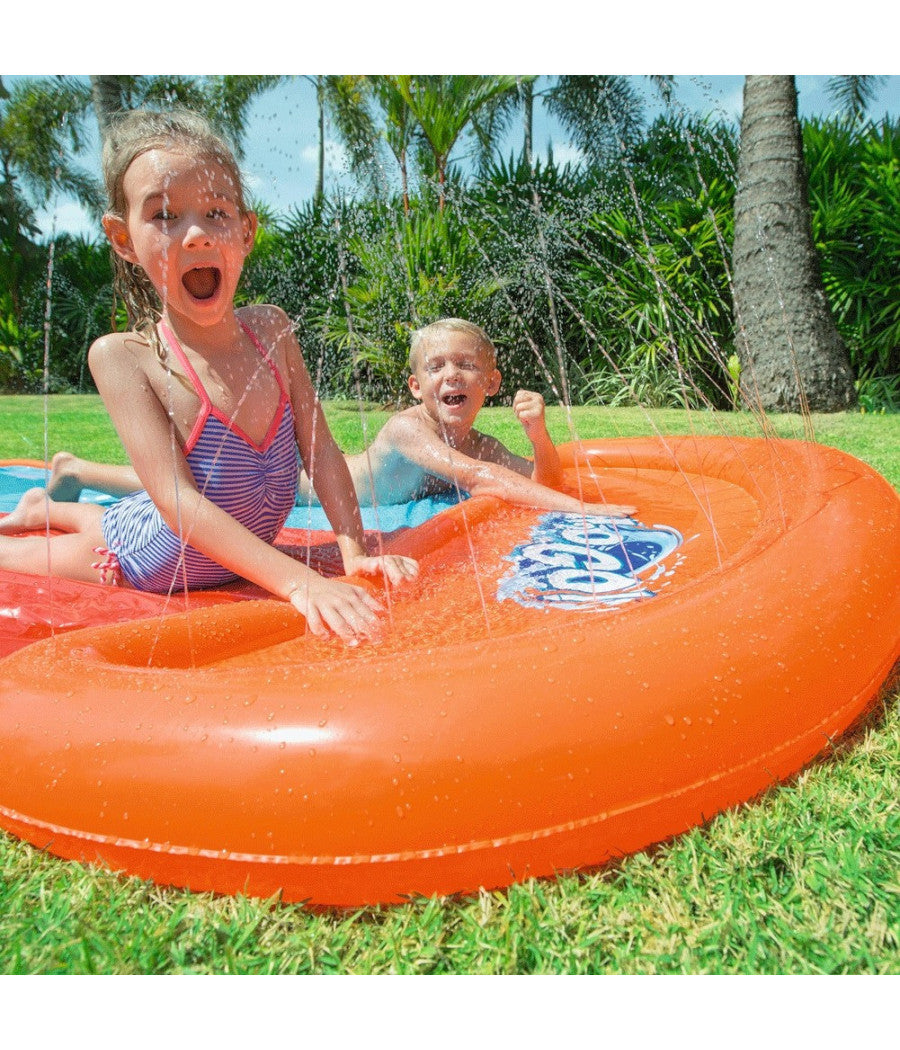 Scivolo Acquatico Giardino Pista 5,49mt Rampa Lancio E Spruzzo 2 Posti         