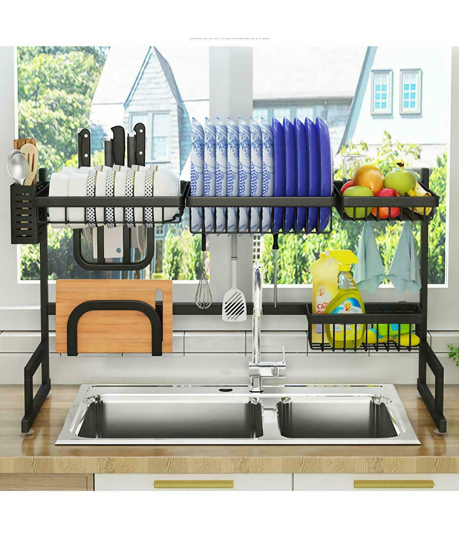 Scolapiatti Colapiatti Base Appoggio In Acciaio 86x52 Organizer Cucina Scaffale         