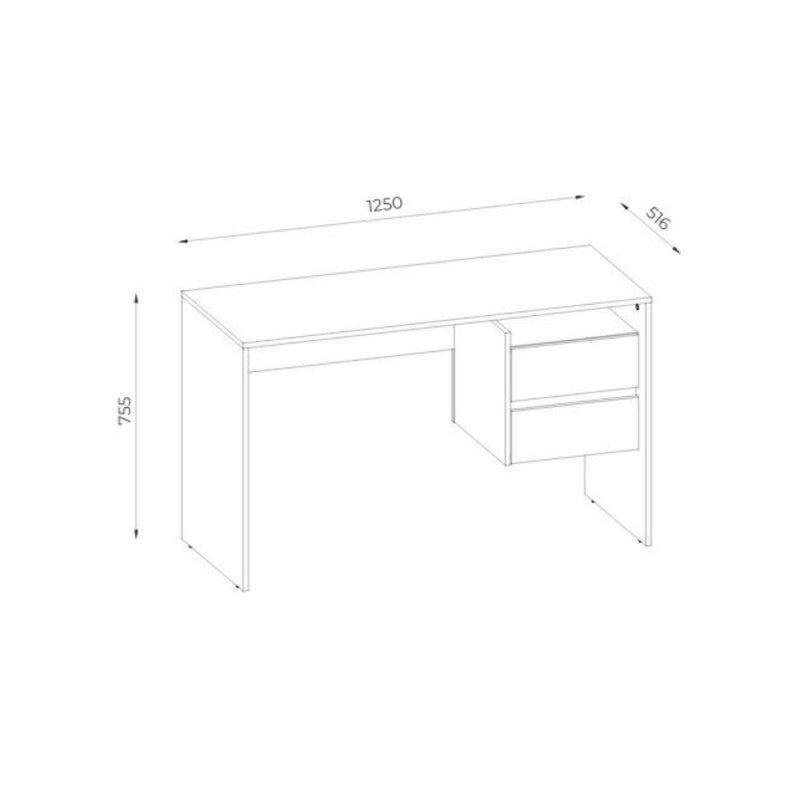 Scrivania bianca con 2 cassetti Paco3 125x51,6x75,5H
