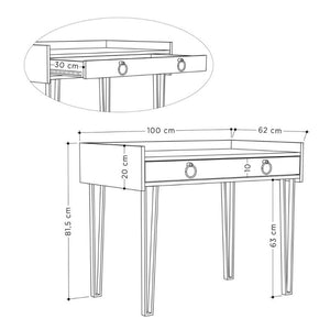 Scrivania bianca con gambe in metallo nero e cassetto Sponge 100x62x81,5