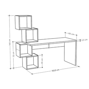 Scrivania 153,5x60x140 cm con libreria Balance bianca