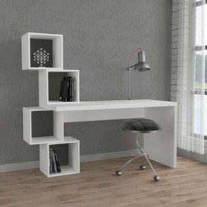 Scrivania 153,5x60x140 cm con libreria Balance bianca