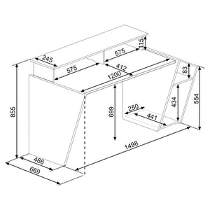 Scrivania reversibile game 5021 antracite doppio ripiano e luci Led 150x66,9x85,5H