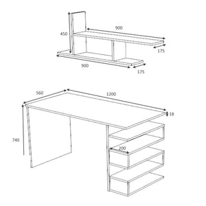 Scrivania 120x56x74H cm con mensola Mikro rovere