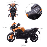 Moto Elettrica per Bambini 6V con Fari e Clacson Arancio