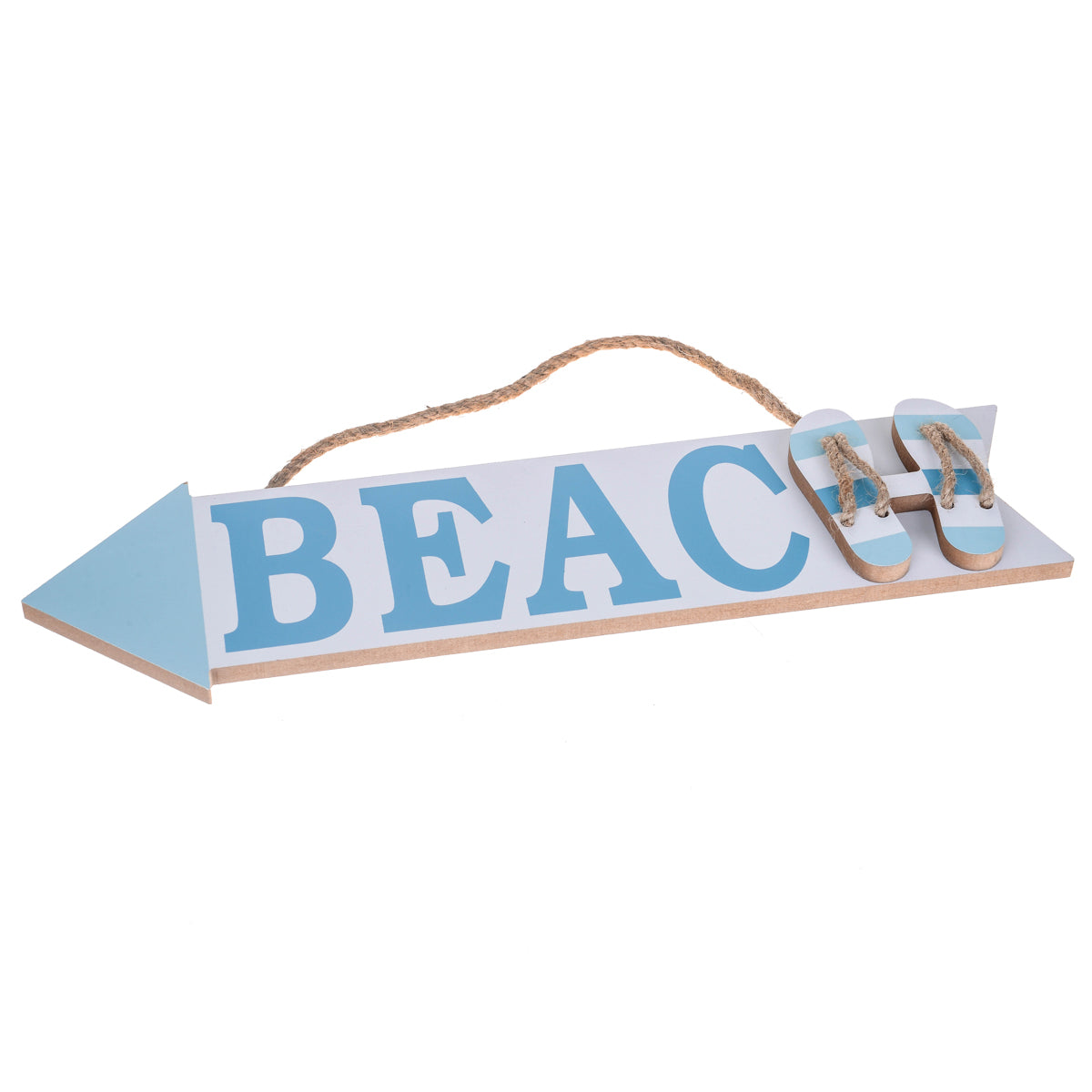 Set 3 Cartelli a Forma di Freccia con Scritta Beach Larghezza 39 cm