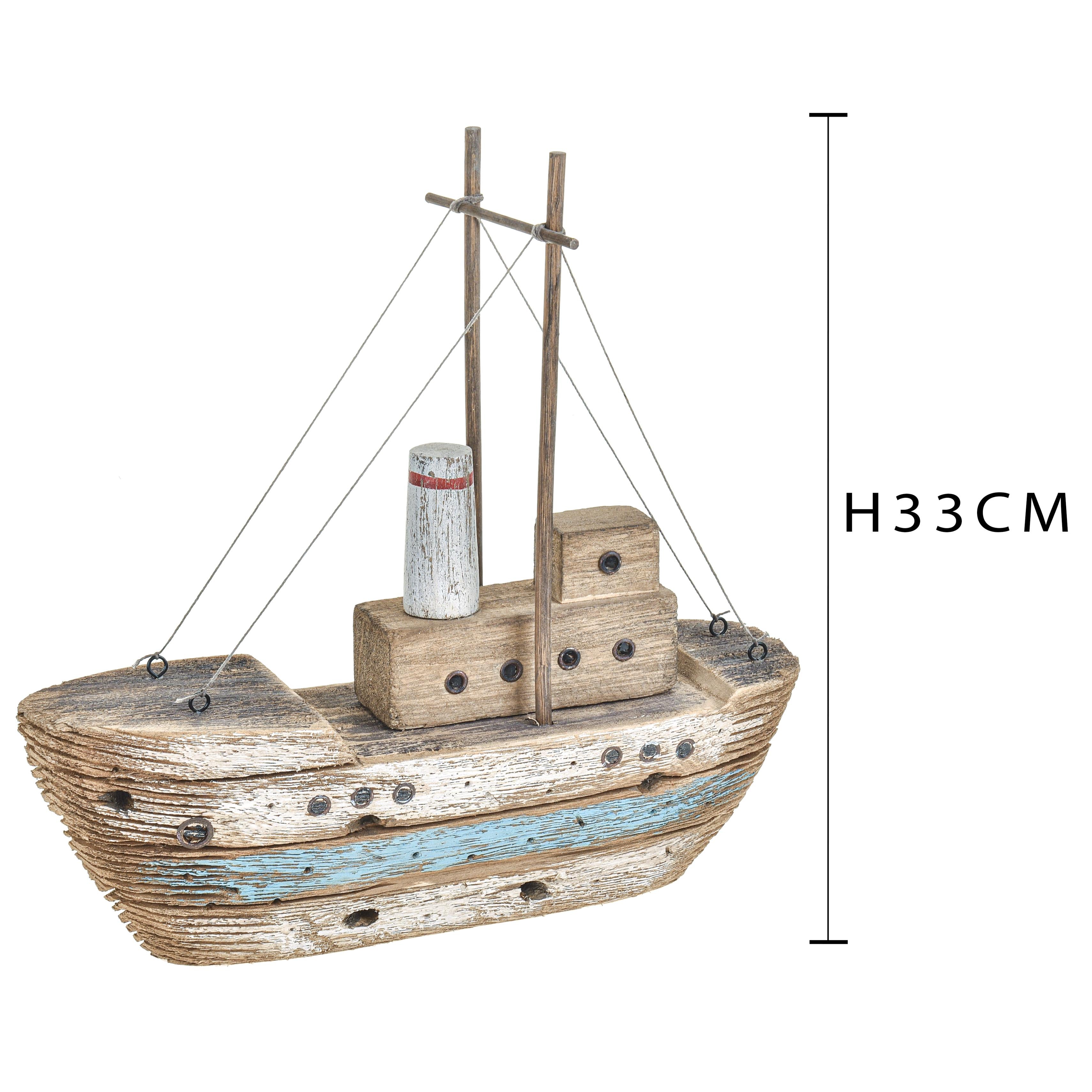 Modellino Barca Legno Invecchiata 34x33H cm