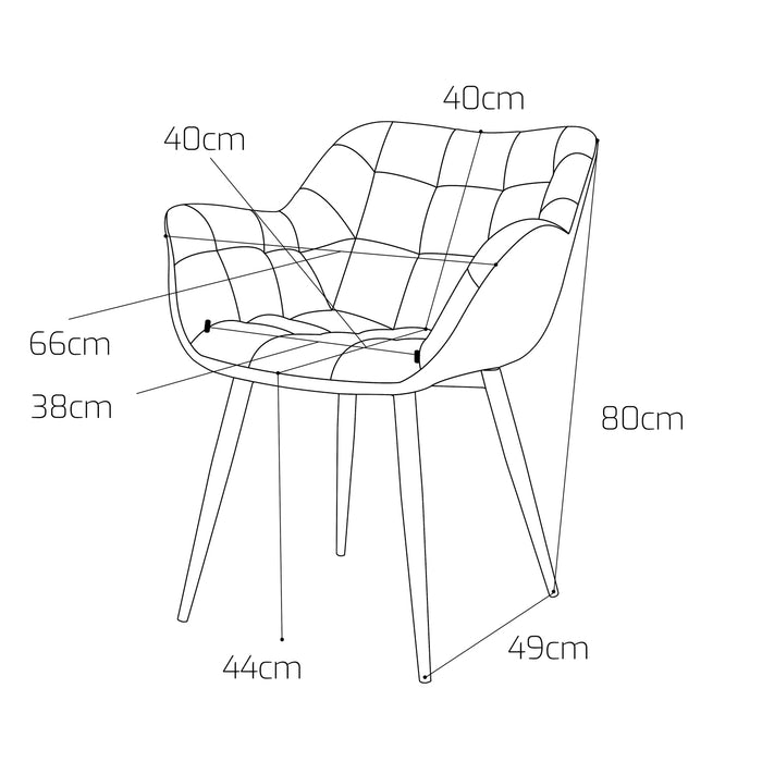 LISBONA - Sedia con braccioli in leatherette imbottita e trapuntata. Sedia da pranzo, ufficio, studio, poltroncina da lettura in stile moderno. Seduta in ecopelle colore verde alga marina