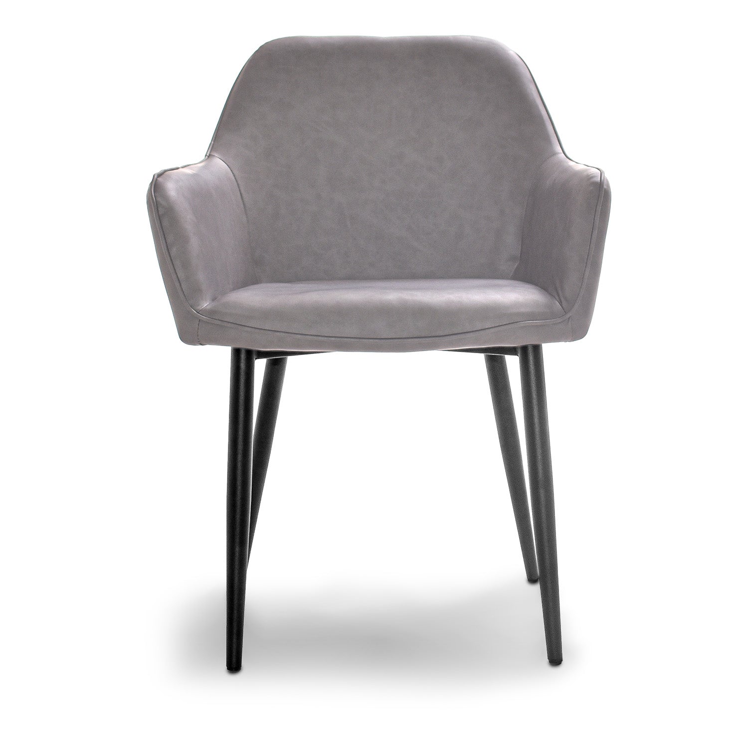 Milano - Set di 2 sedie di design in leatherette imbottita color grigio antracite. Set di 2 sedie da pranzo, ufficio, studio. Sedute con braccioli  in ecopelle