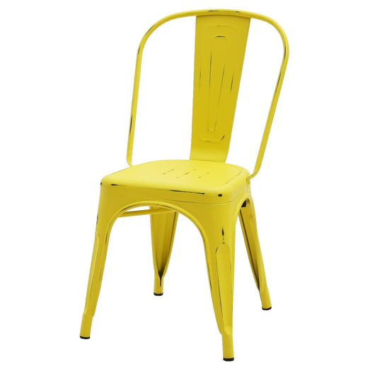 Set 6 sedie stile industry in metallo giallo anticato l.45 h.85 p.50 hs.46