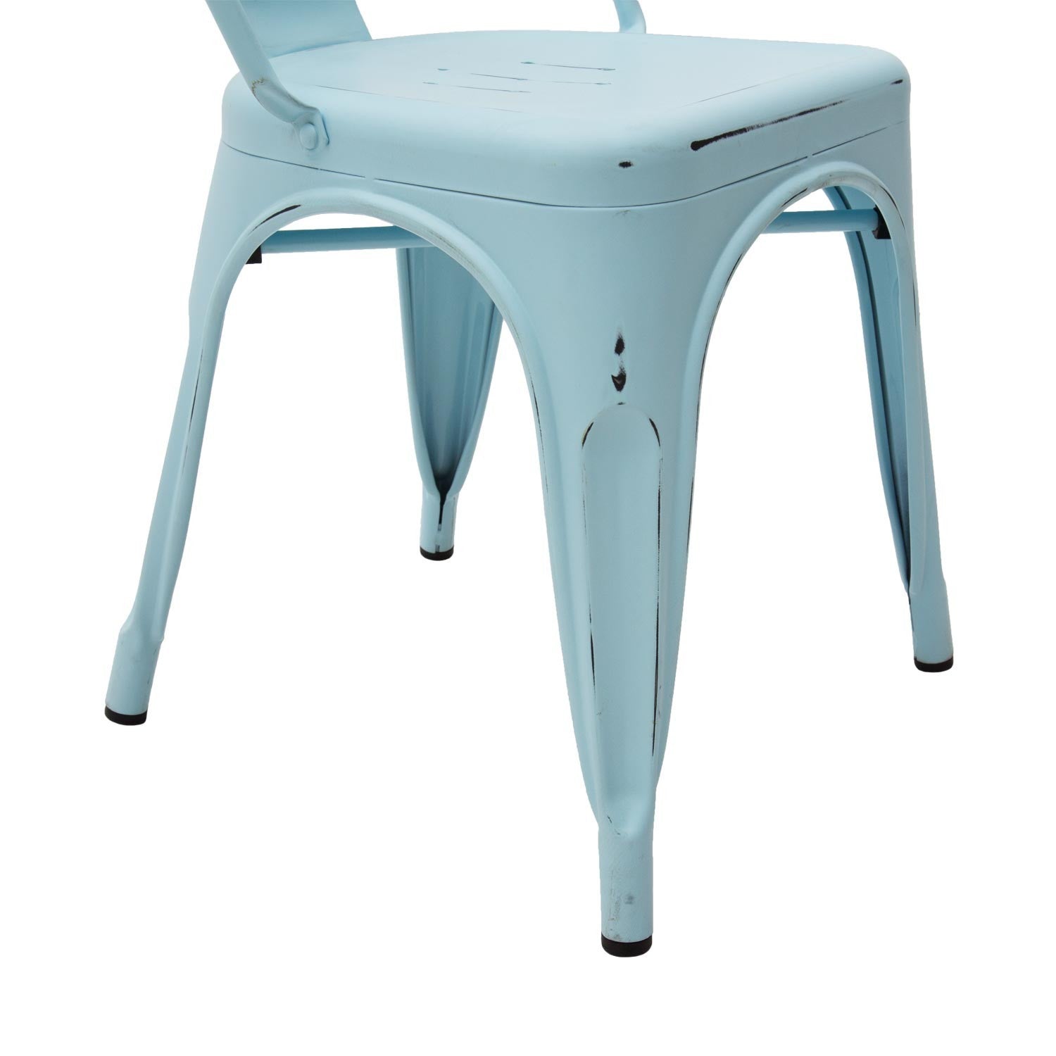 Set 6 sedie stile industry in metallo azzurro anticato l.45 h.85 p.50 hs.46