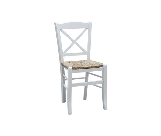 Set 2 sedie shabby croce legno/paglia laccato bianco - Mobili 2G