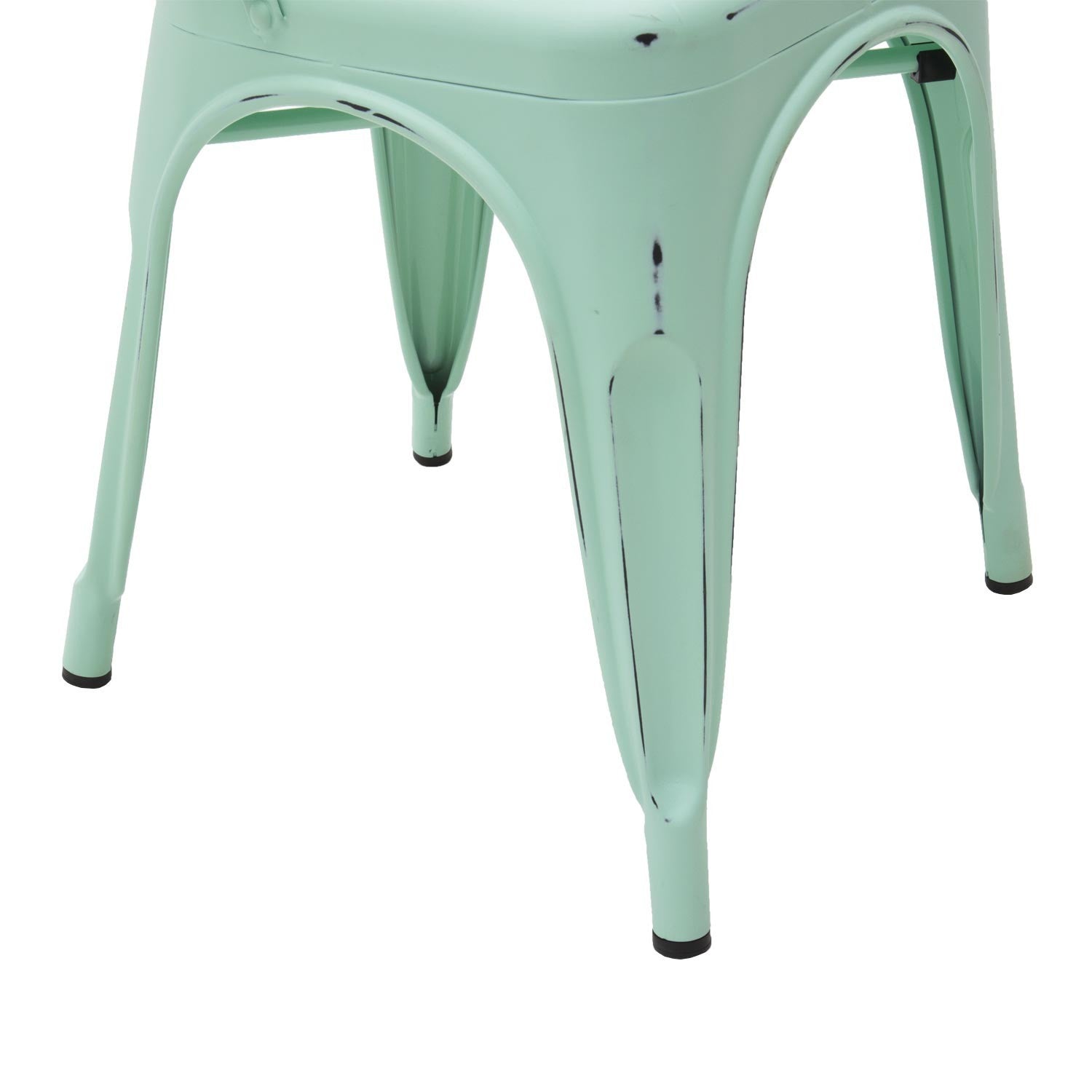 Set 6 sedie stile industry in metallo verde acqua anticato l.45 h.85 p.50 hs.46