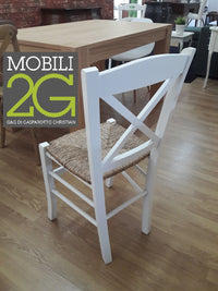 Set 2 sedie shabby croce legno/paglia laccato bianco - Mobili 2G