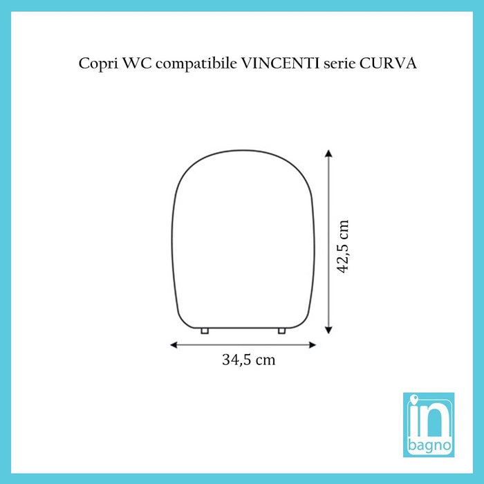 Sedile WC per Vaso VINCENTI serie CURVA in Termoindurente Bianco