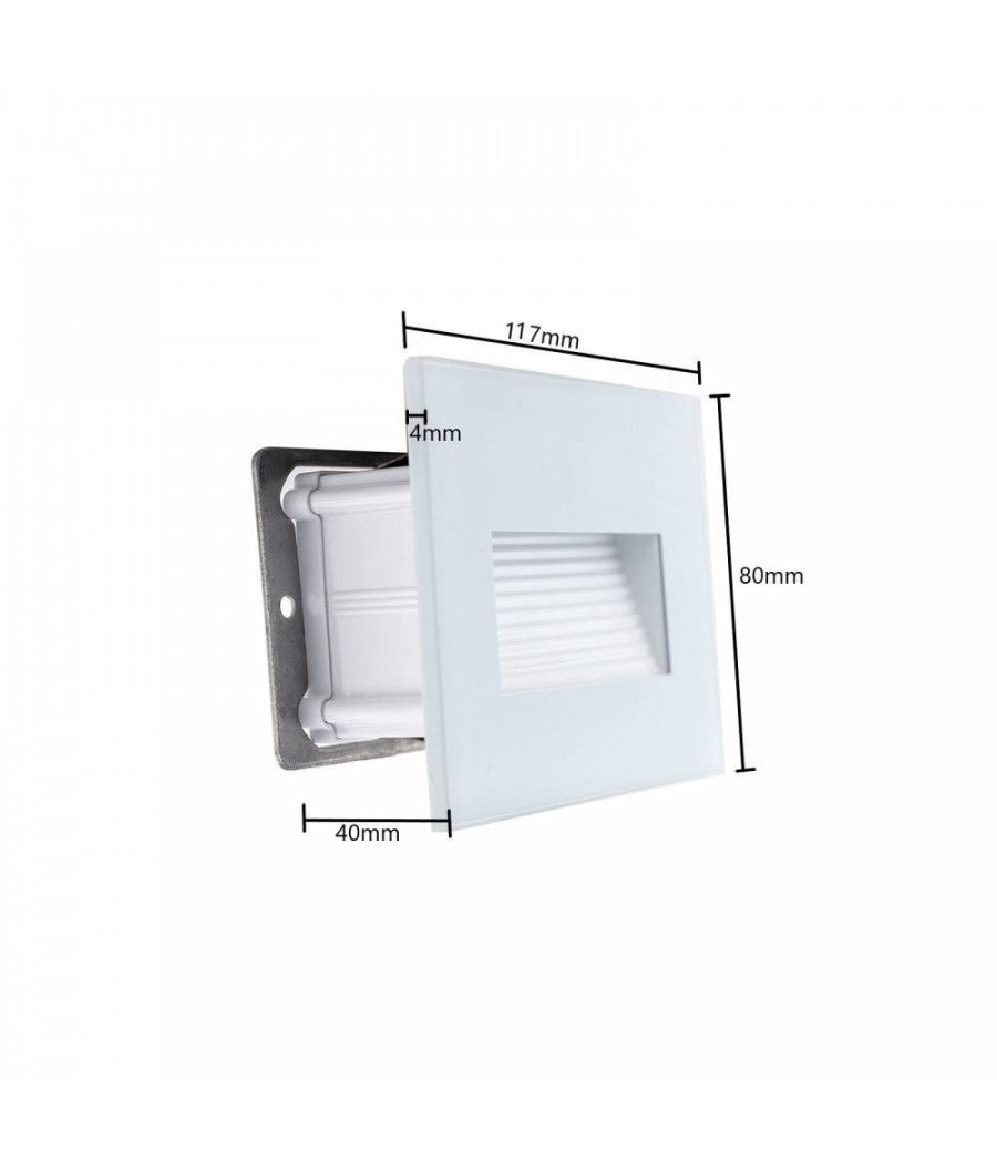 Segnapasso Led 4w Incasso Per Scatola 503 3000k 4000k Ip65 Cornice In Vetro  Bianco-bianco Caldo      -