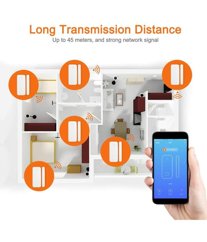 Sensore Magnetico Per Porte E Finestre Wifi Allarme Con App Sicurezza Antifurto         