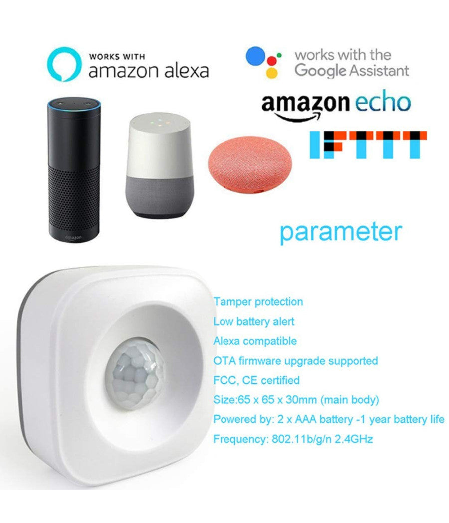 Sensore Pir Wifi Smart Motion Infrarosso Wireless Rilevatore Movimento X Allarme         