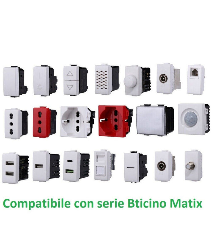 Serie Bticino Frutti Matix Compatibile Presa Schuko Lan Pulsante Deviatore Usb         