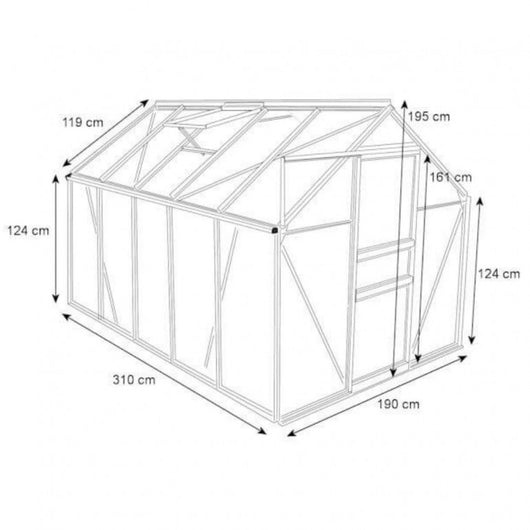 Serra in policarbonato alveolare 6 mm Ezooza Lipsia 190 x 310 cm con fondamenta