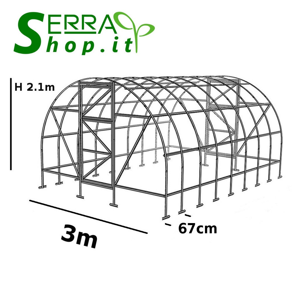 Serra Classic 3x6m con copertura policarbonato alveolare 4mm