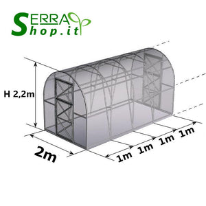 Serra Compact 2x8m con copertura policarbonato alveolare 4mm