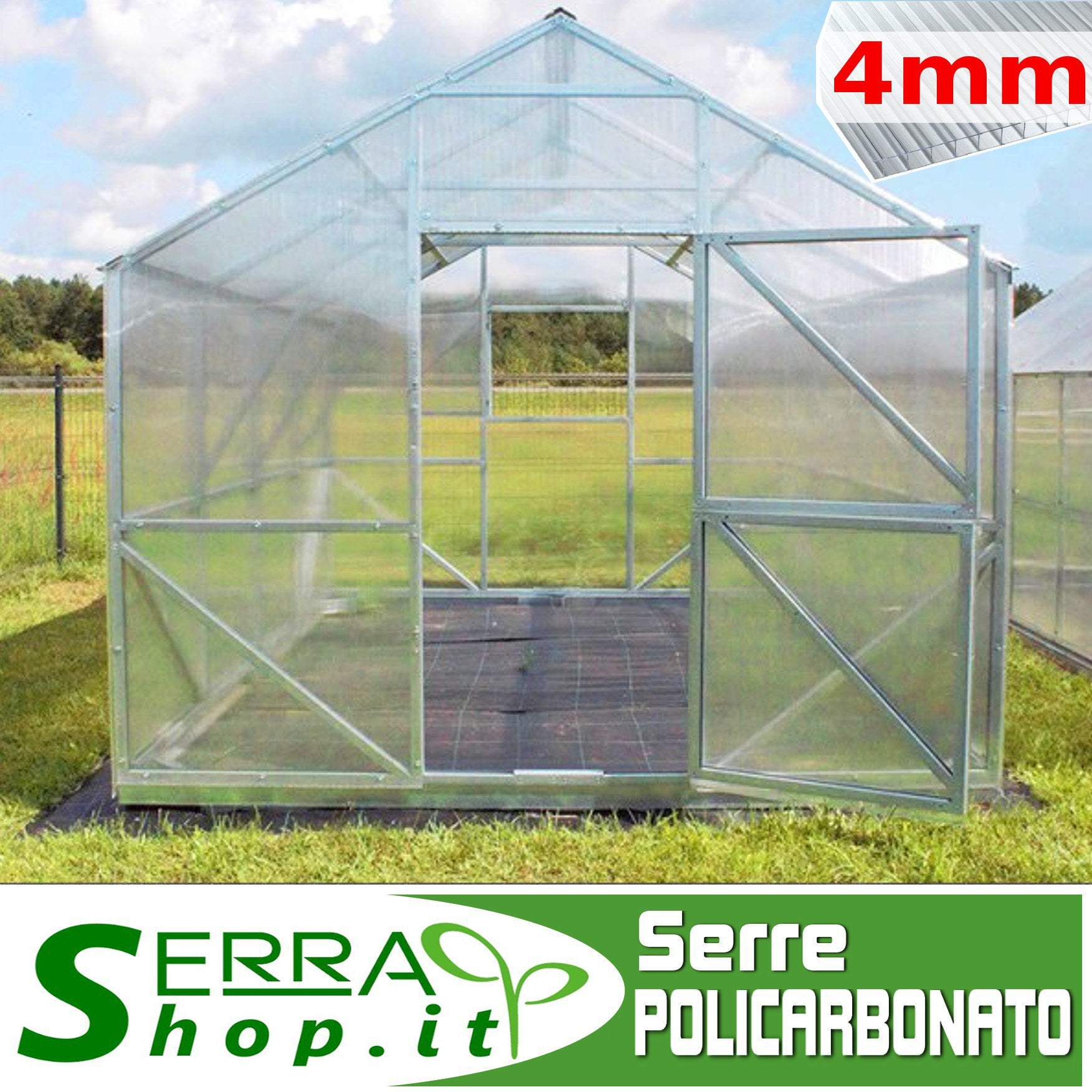 Serra Oasi 3x12m con copertura policarbonato alveolare 4mm