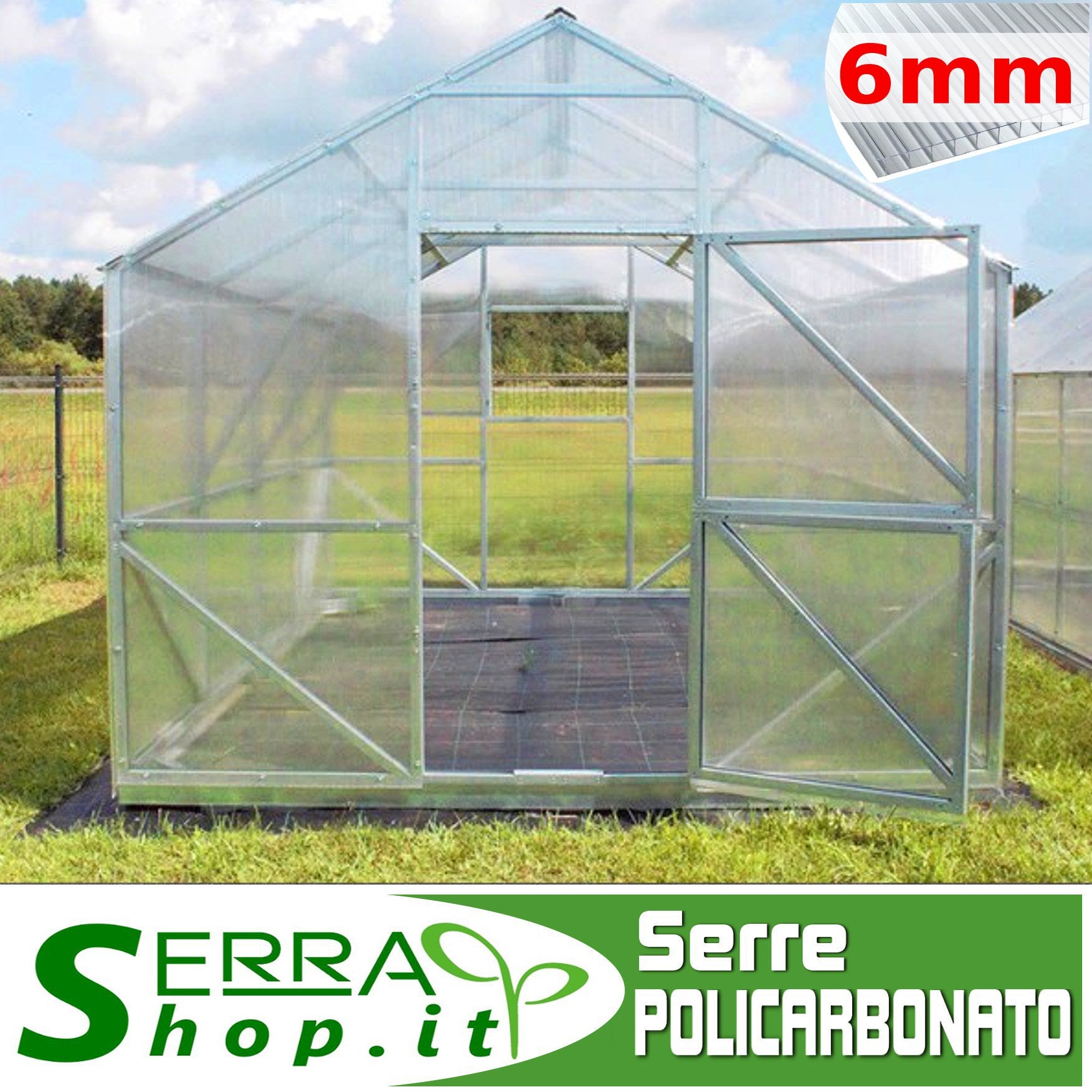 Serra Oasi 3x4m con copertura policarbonato alveolare 6mm