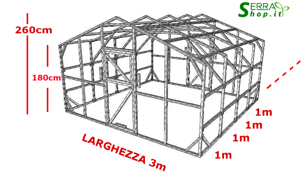 Serra Oasi 3x4m con copertura policarbonato alveolare 4mm