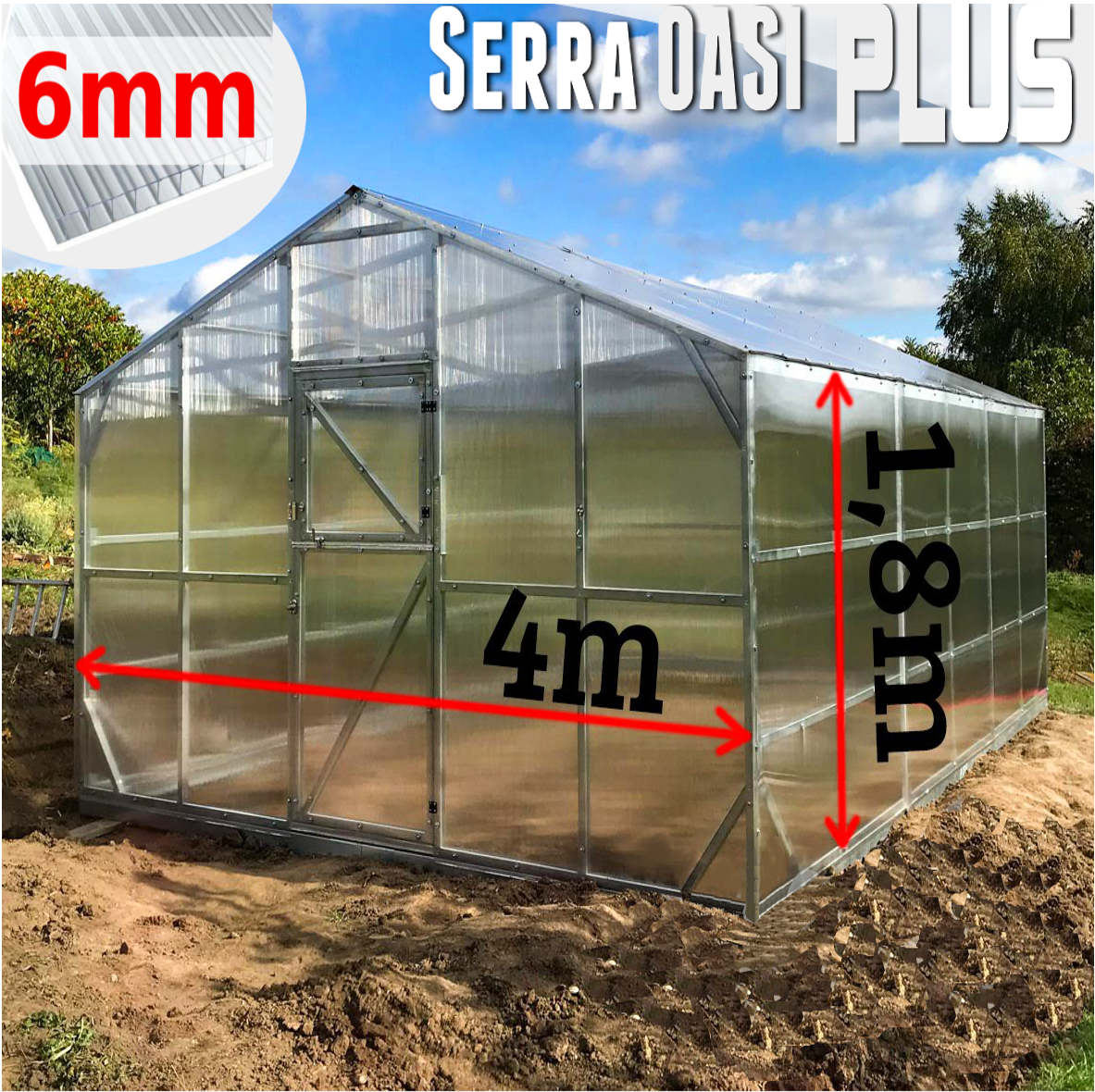 Serra Oasi PLUS 4x4m con copertura policarbonato alveolare 6mm