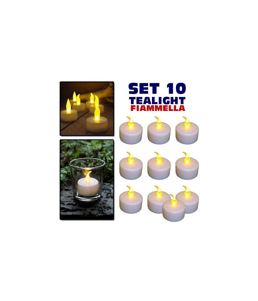 Set 10 Candele Lanterne Tealight Tea Light Elettriche Led Batteria Decorazione         