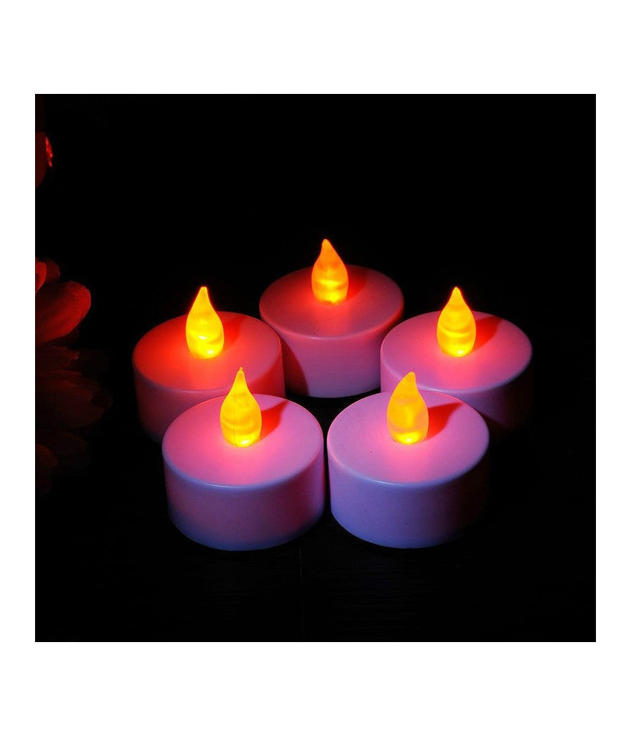 Set 10 Candele Lanterne Tealight Tea Light Elettriche Led Batteria Decorazione         