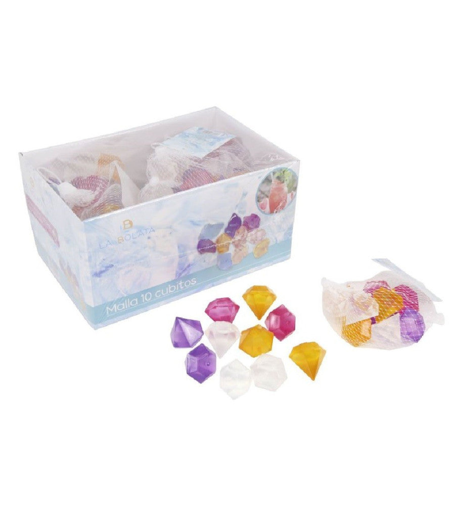 Set 10 Cubetti Ghiaccio Colorati Freezer Cocktail Riutilizzabili Forma Diamanti         