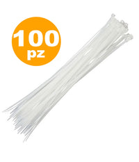 Set 100 Fascette Autostringenti 4.8x250mm Auto Stringenti Bianco Trasparente         