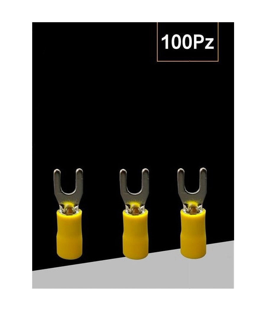 Set 100 Pz Capicorda A Forcella A Crimpare Per Cavi 0.5-1.5 MmÂ² Isolato Sv1.25-4         