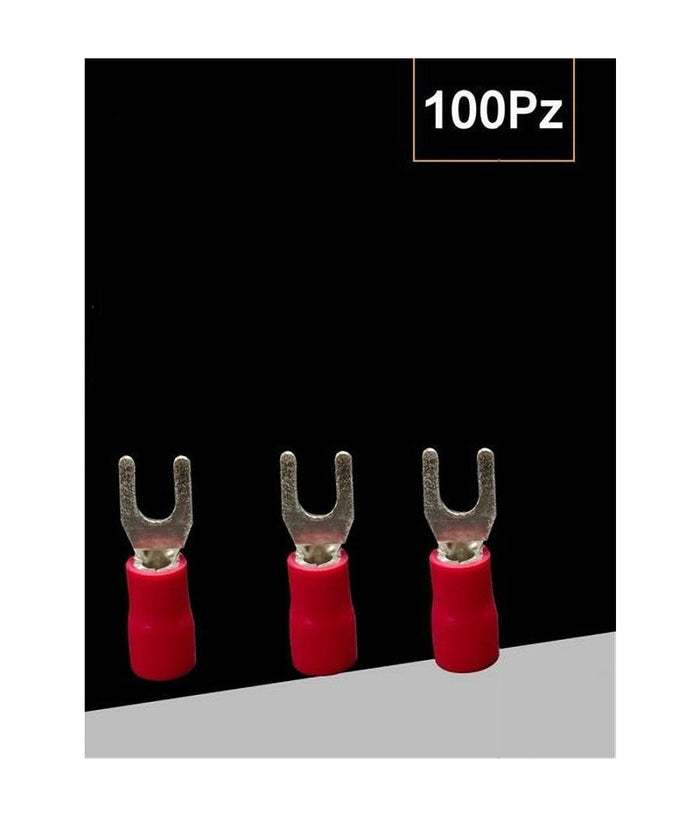 Set 100 Pz Capicorda A Forcella A Crimpare Per Cavi 0.5-1.5 MmÂ² Isolato Sv1.25-4         