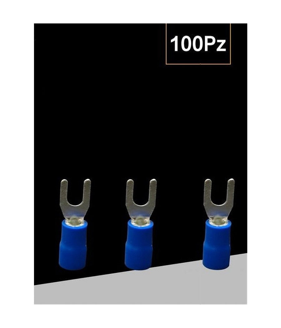 Set 100 Pz Capicorda A Forcella A Crimpare Per Cavi 0.5-1.5 MmÂ² Isolato Sv1.25-4         