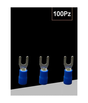 Set 100 Pz Capicorda A Forcella A Crimpare Per Cavi 0.5-1.5 MmÂ² Isolato Sv1.25-4  Blu       