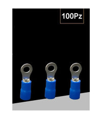 Set 100 Pz Capicorda Terminale Ad Occhiello Isolato Per Cavi 0.5-1.5mmÂ² Rv1.25-4  Blu       