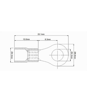 Set 100 Pz Capicorda Terminale Ad Occhiello Isolato Per Cavi 0.5-1.5mmÂ² Rv1.25-4  Giallo       