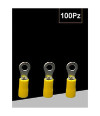 Set 100 Pz Capicorda Terminale Ad Occhiello Isolato Per Cavi 0.5-1.5mmÂ² Rv1.25-4  Giallo       