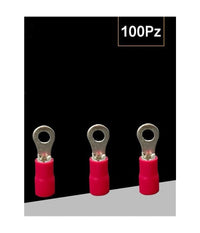 Set 100 Pz Capicorda Terminale Ad Occhiello Isolato Per Cavi 0.5-1.5mmÂ² Rv1.25-4  Rosso       