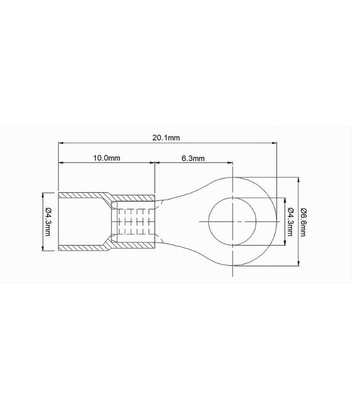 Set 100 Pz Capicorda Terminale Ad Occhiello Isolato Per Cavi 0.5-1.5mmÂ² Rv1.25-4  Blu       