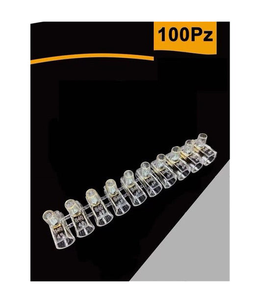 Set 100 Pz Morsetto A Cappuccio Unipolare Trasparente Per Cavi Sezione 4mm Ms-40         