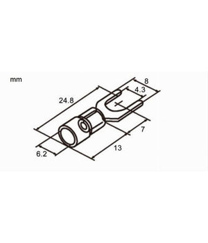 Set 100pz Capicorda A Forcella A Crimpare Per Cavi 2.5 - 4mmÂ² Isolato M4 Sv3.5-4         