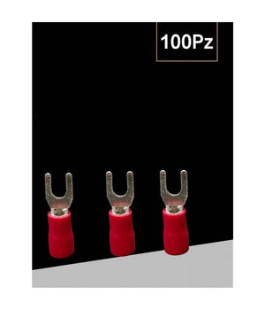 Set 100pz Capicorda A Forcella A Crimpare Per Cavi 2.5 - 4mmÂ² Isolato M4 Sv3.5-4         