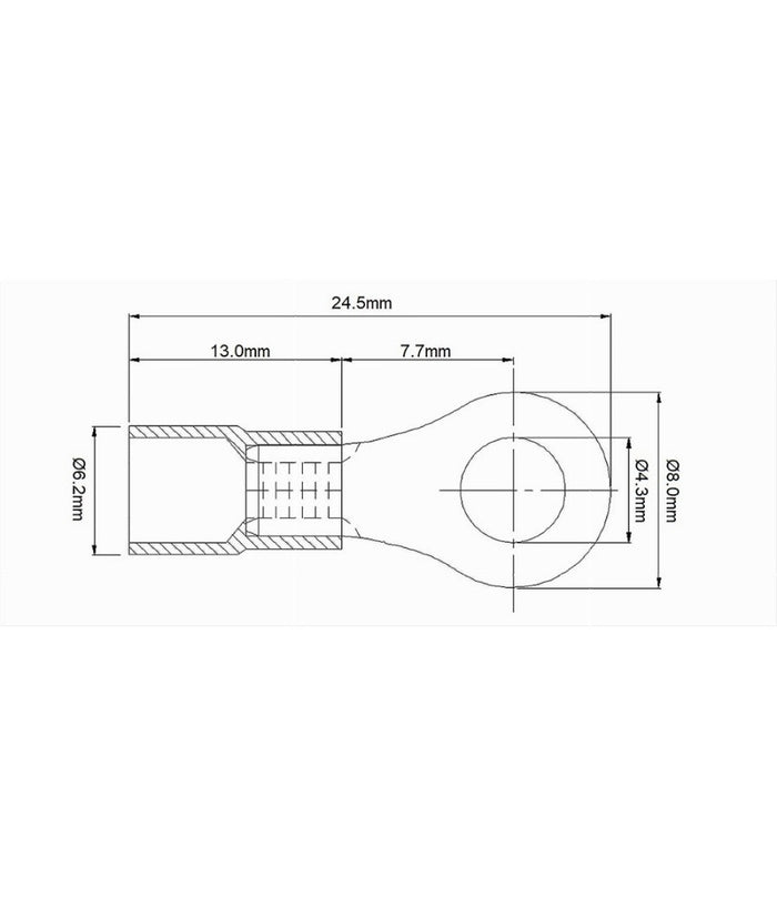 Set 100pz Capicorda Terminale Ad Occhiello Isolato Per Cavi 2.5-4mmÂ² M4 Rv3.5-4         